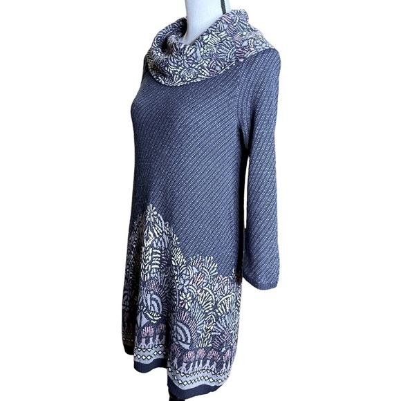 Anthropologie Moth Navy Imperial Garden Tunic Sweater Dress XS Wool Alpaca - Picture 8 of 16